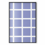 White Line Grid Geometric Blue Poster