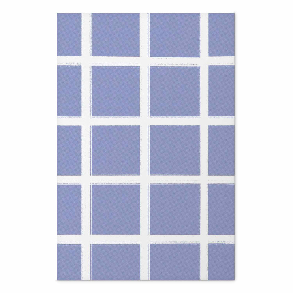White Line Grid Geometric Blue Poster