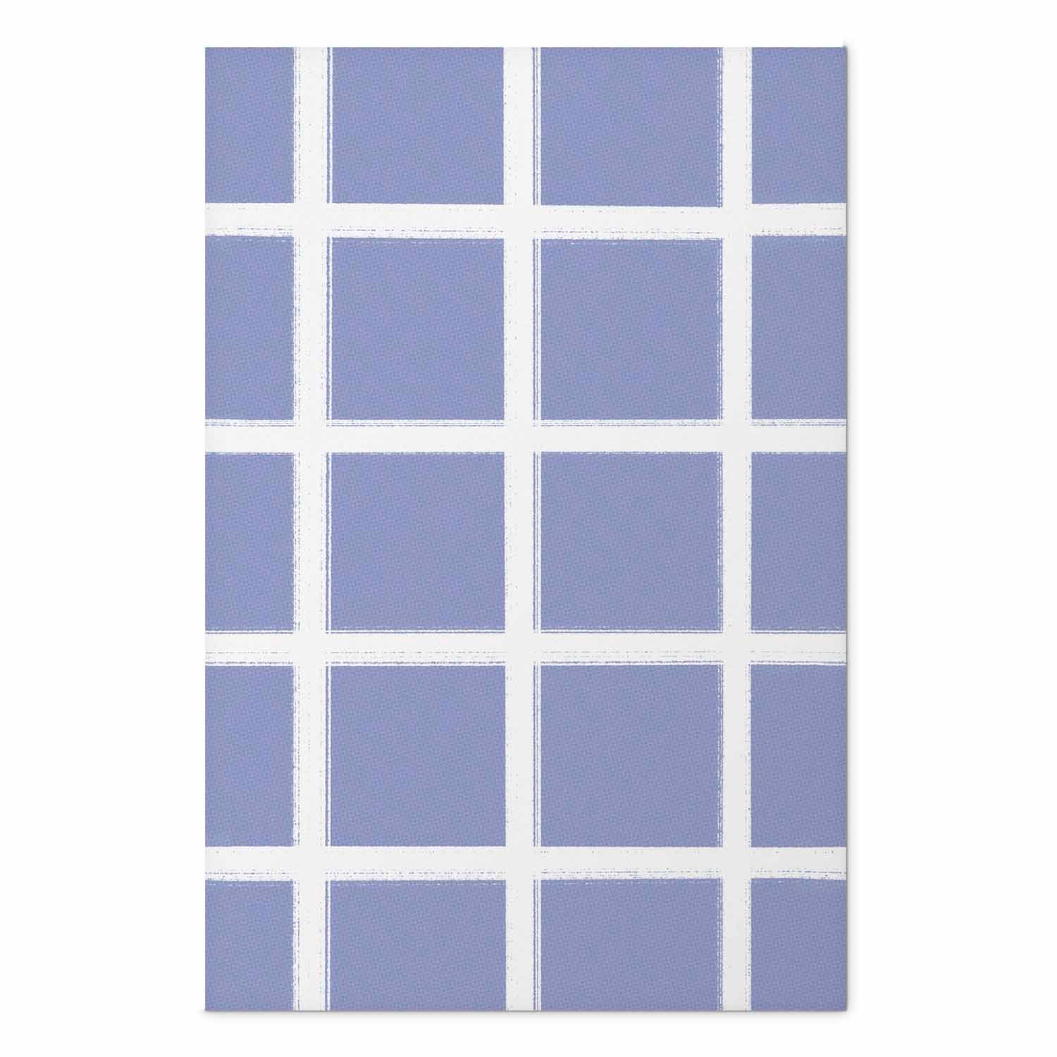 White Line Grid Geometric Blue Poster