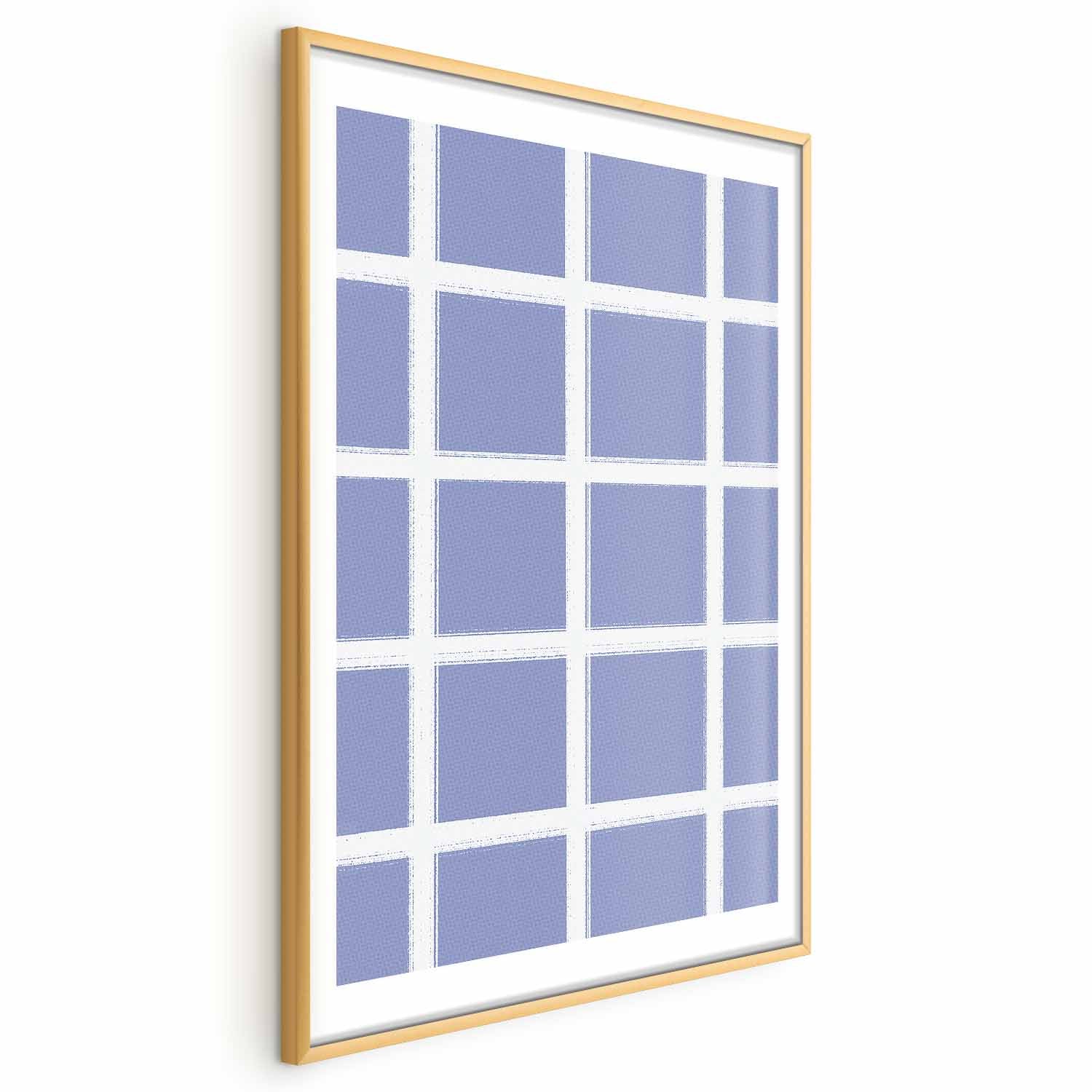 White Line Grid Geometric Blue Poster