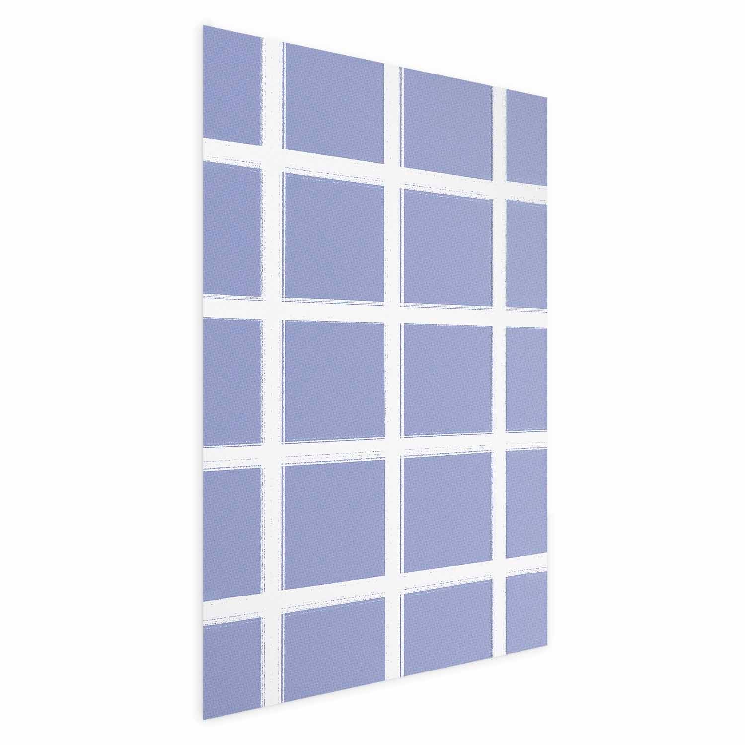White Line Grid Geometric Blue Poster