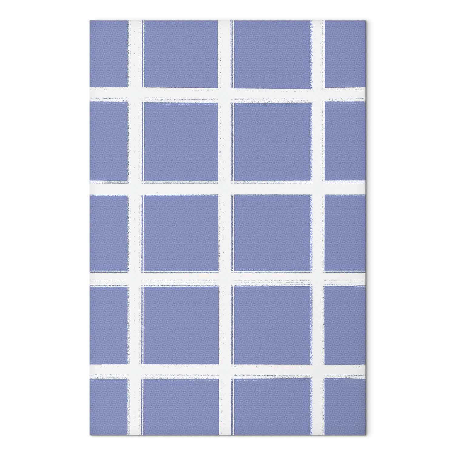 Blue White Grid Abstract Canvas Print