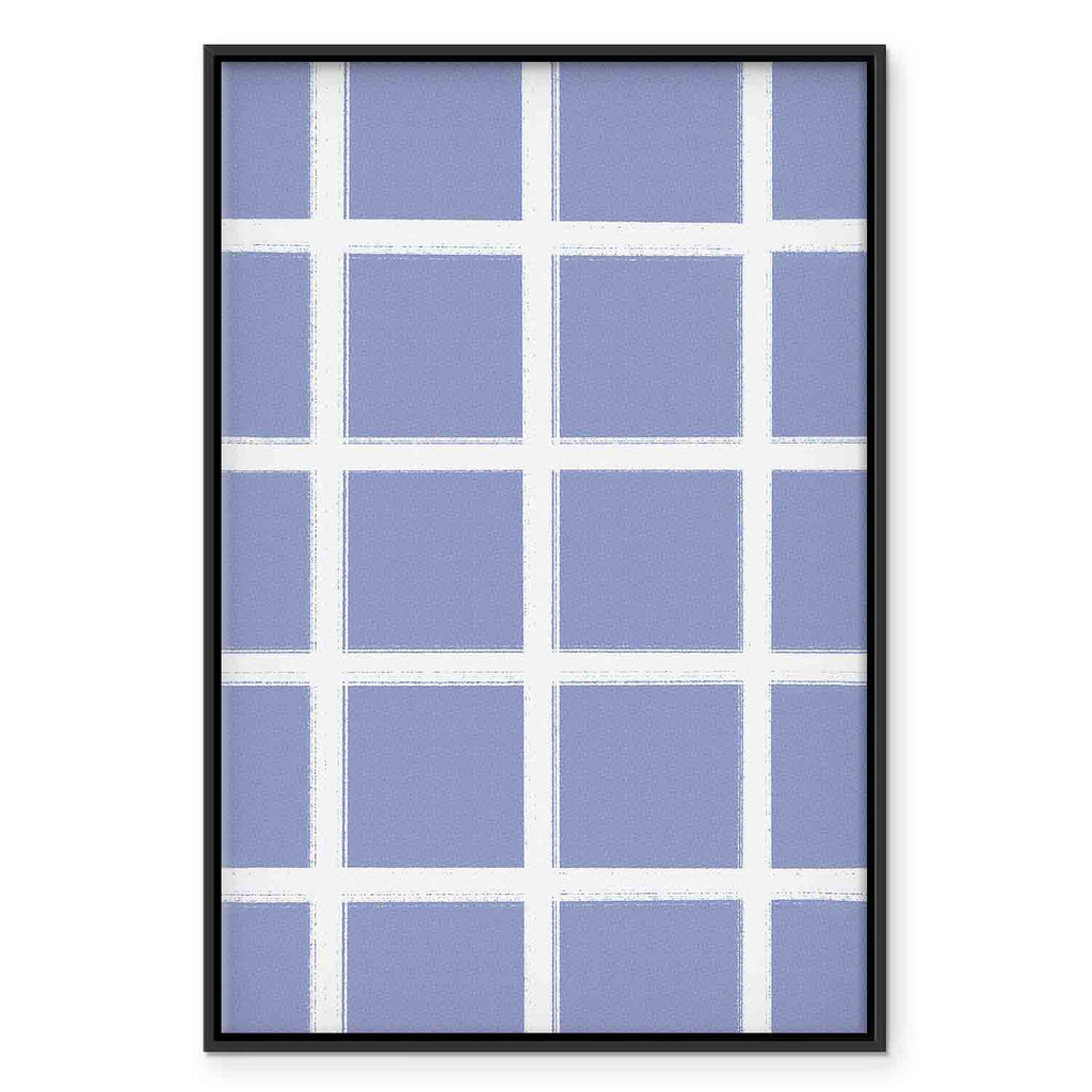 Blue White Grid Abstract Canvas Print