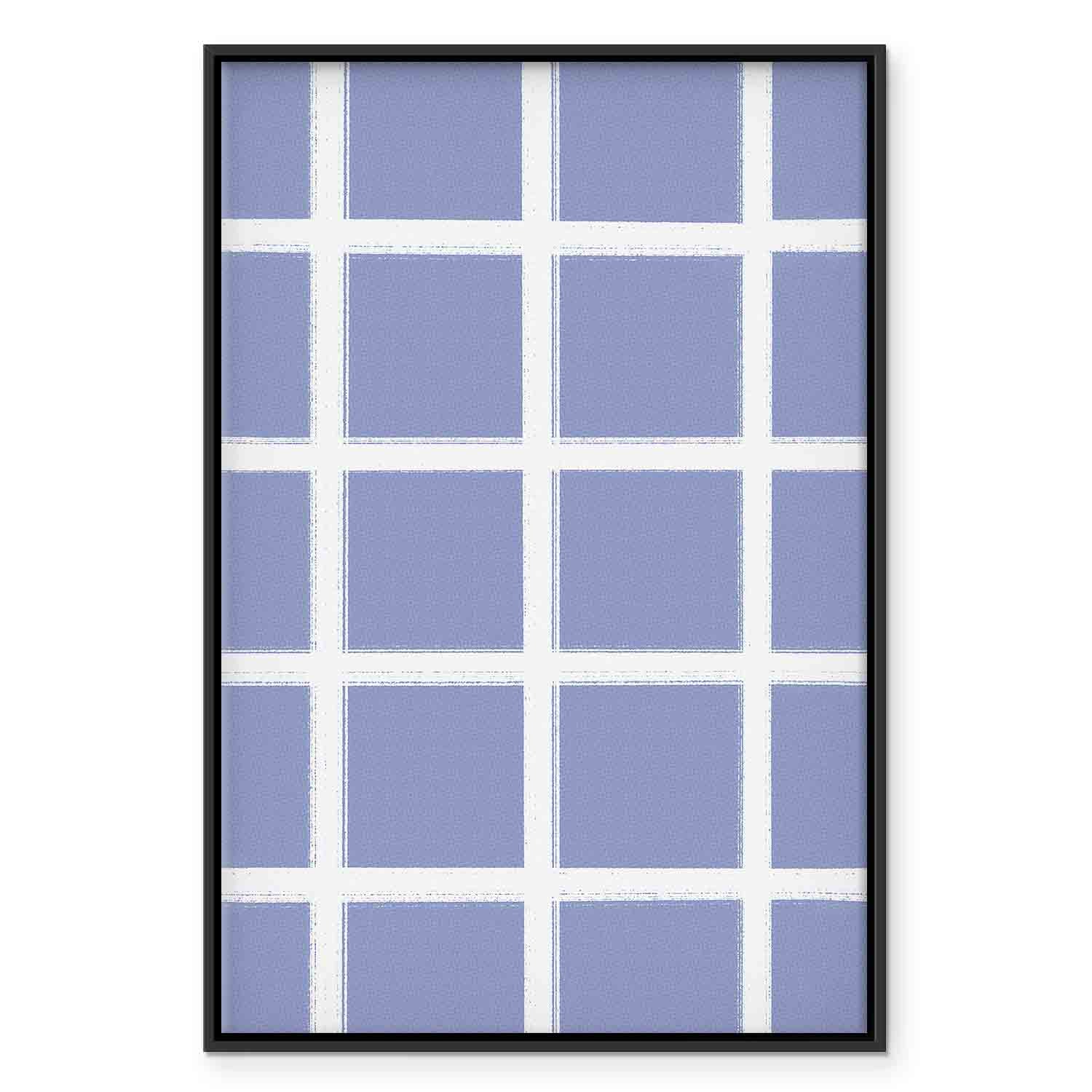 Blue White Grid Abstract Canvas Print