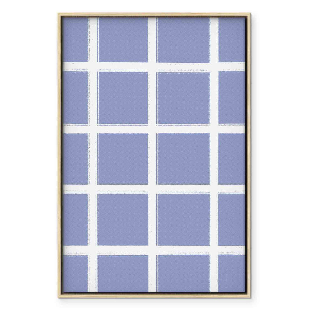 Blue White Grid Abstract Canvas Print