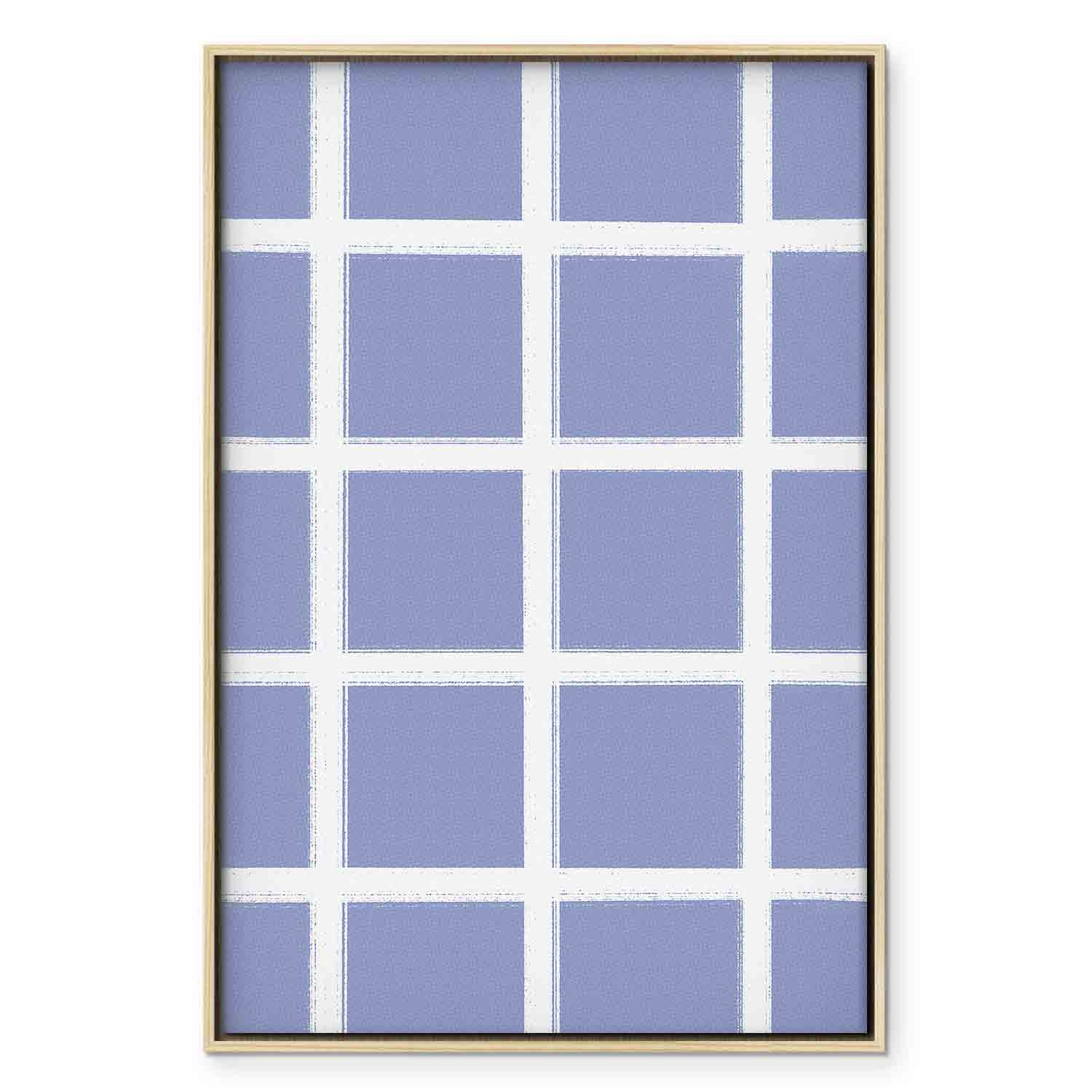 Blue White Grid Abstract Canvas Print