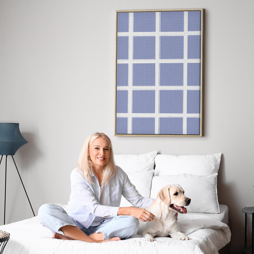 Canvas Print Lines and Symmetry on Blue Background