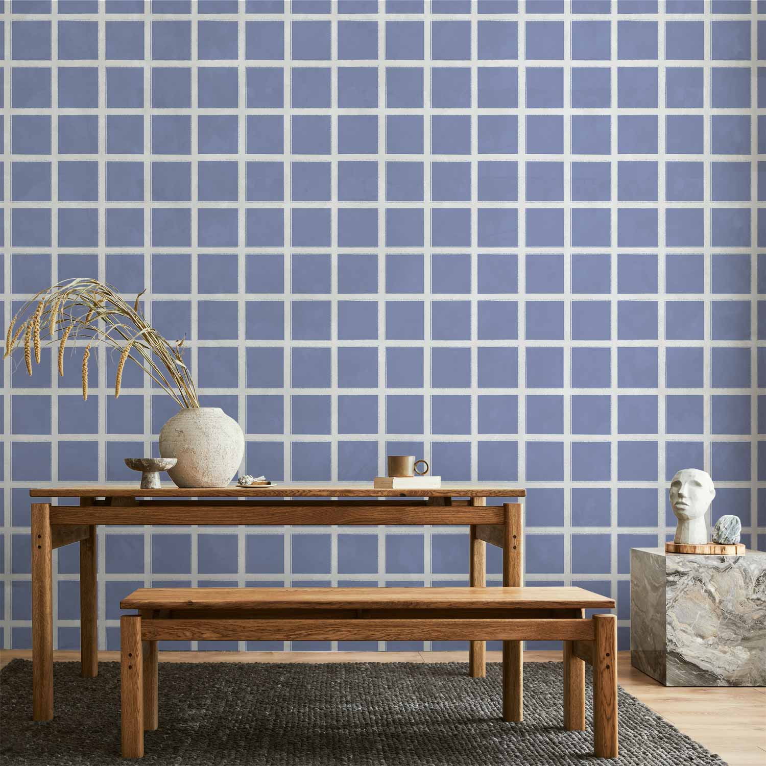 Blue Grid Abstract Geometric Wallpaper