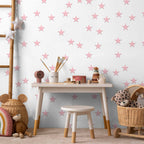 Pink Star Pattern Children's Wallpaper