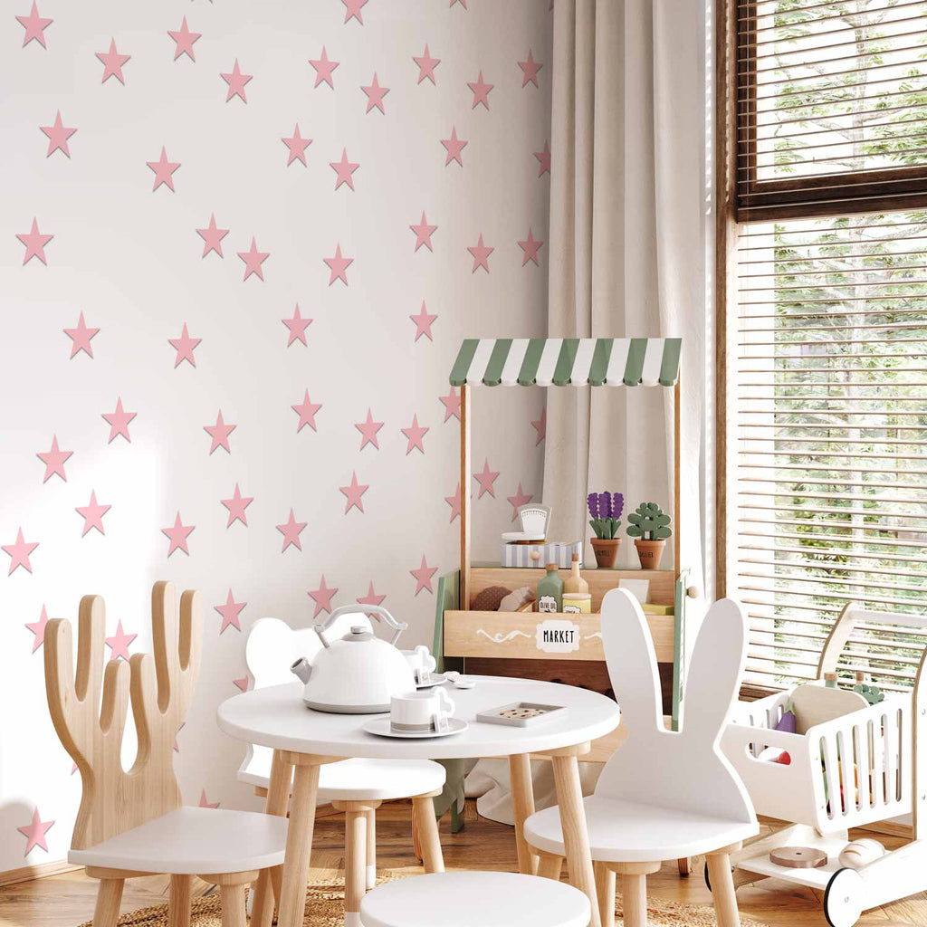 Pink Star Pattern Children's Wallpaper