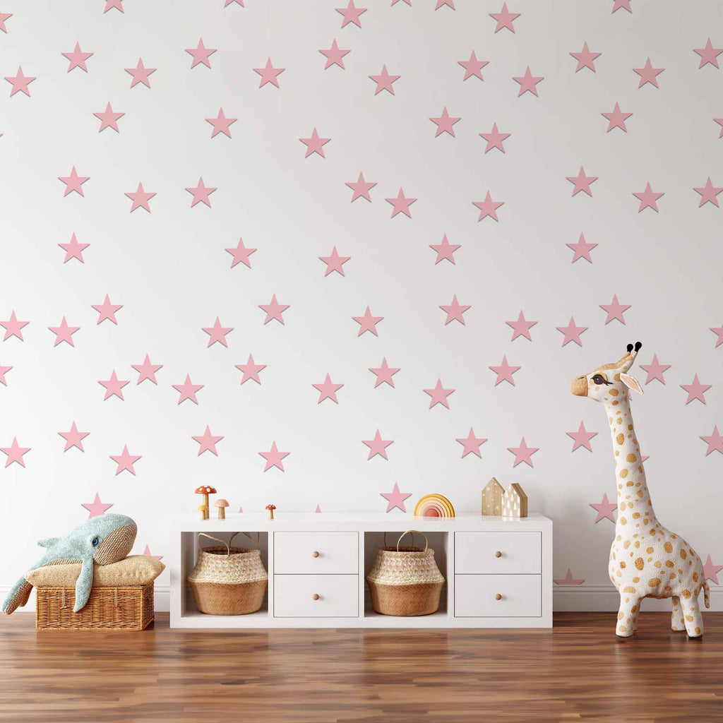 Pink Star Pattern Children's Wallpaper