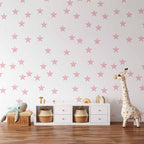 Pink Star Pattern Children's Wallpaper