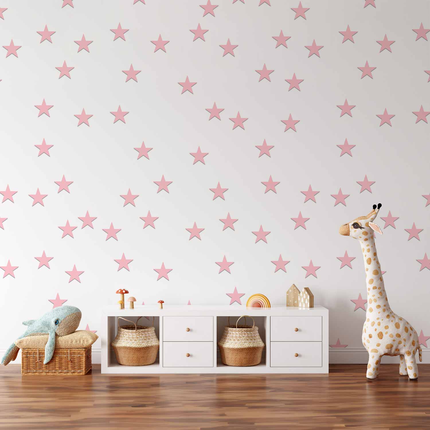 Pink Star Pattern Children's Wallpaper