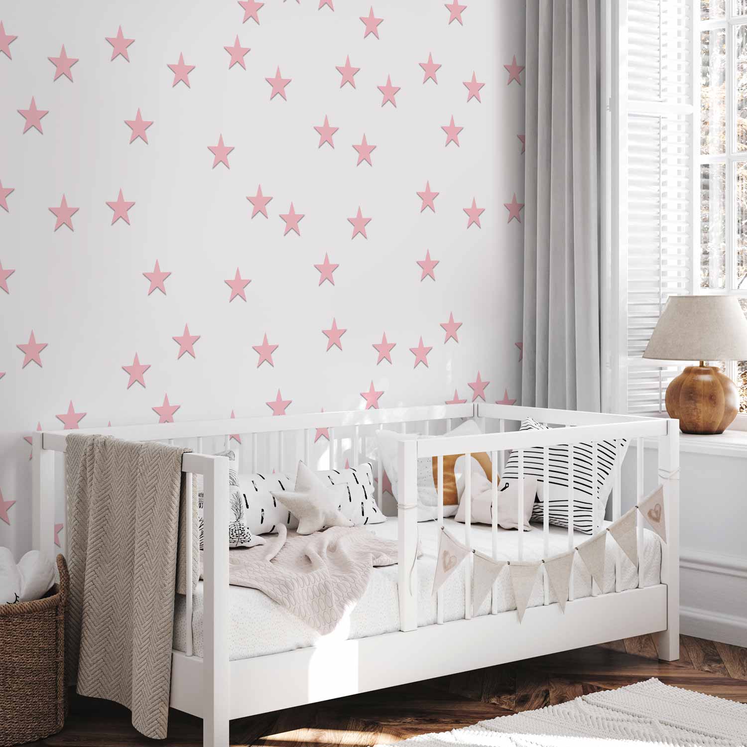 Pink Star Pattern Children's Wallpaper