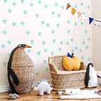 Aquamarine Stars Children's Wallpaper