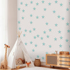Aquamarine Stars Children's Wallpaper