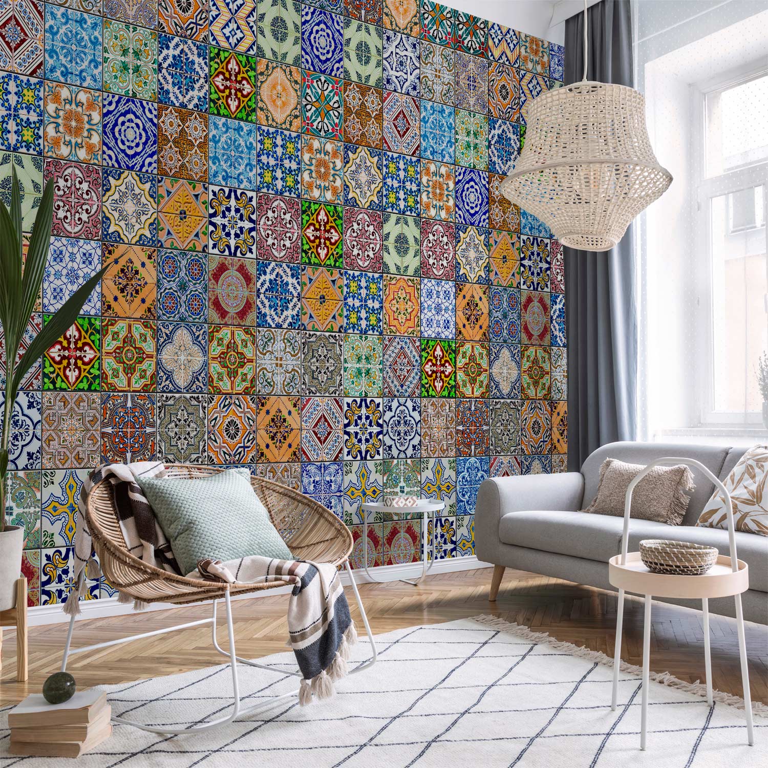 Colorful Geometric Mosaic Pattern Wallpaper