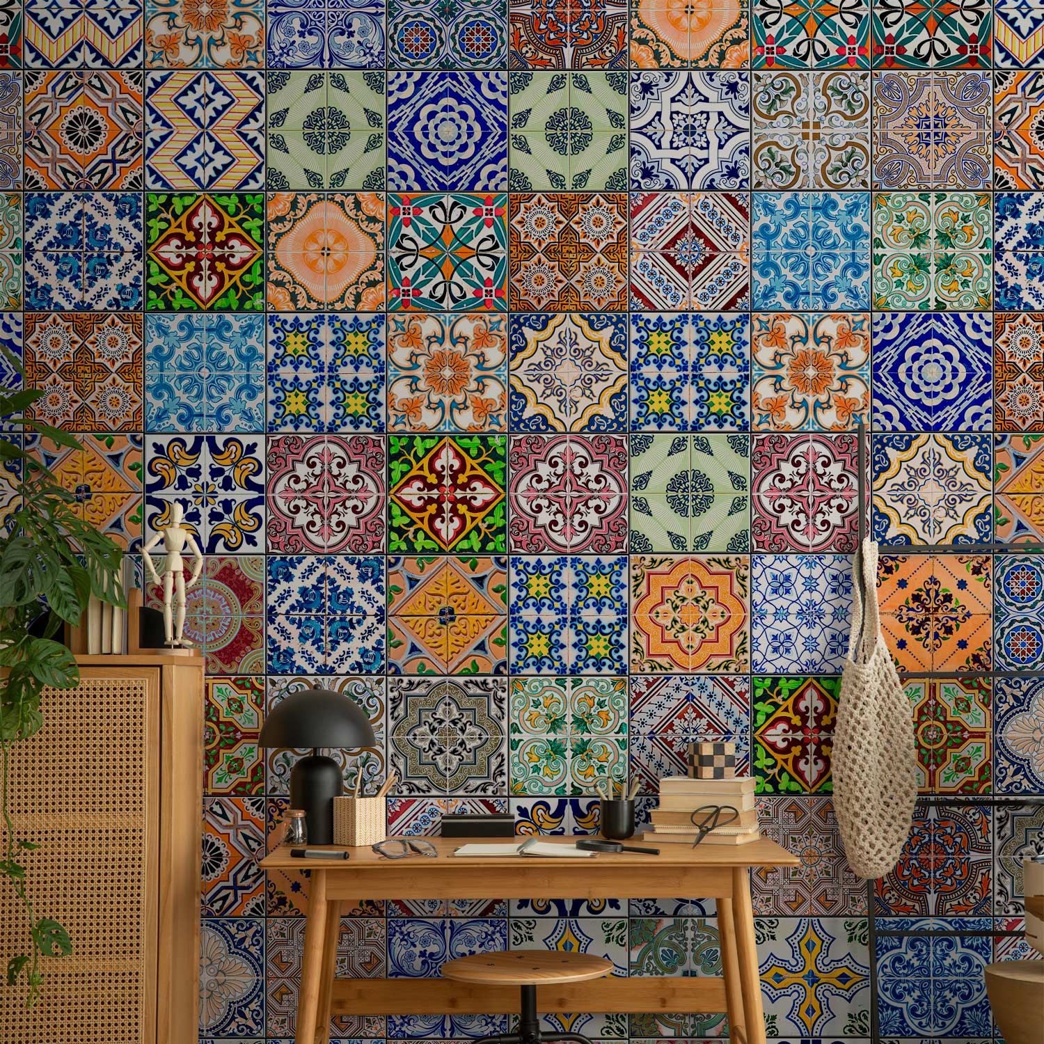Colorful Geometric Mosaic Pattern Wallpaper