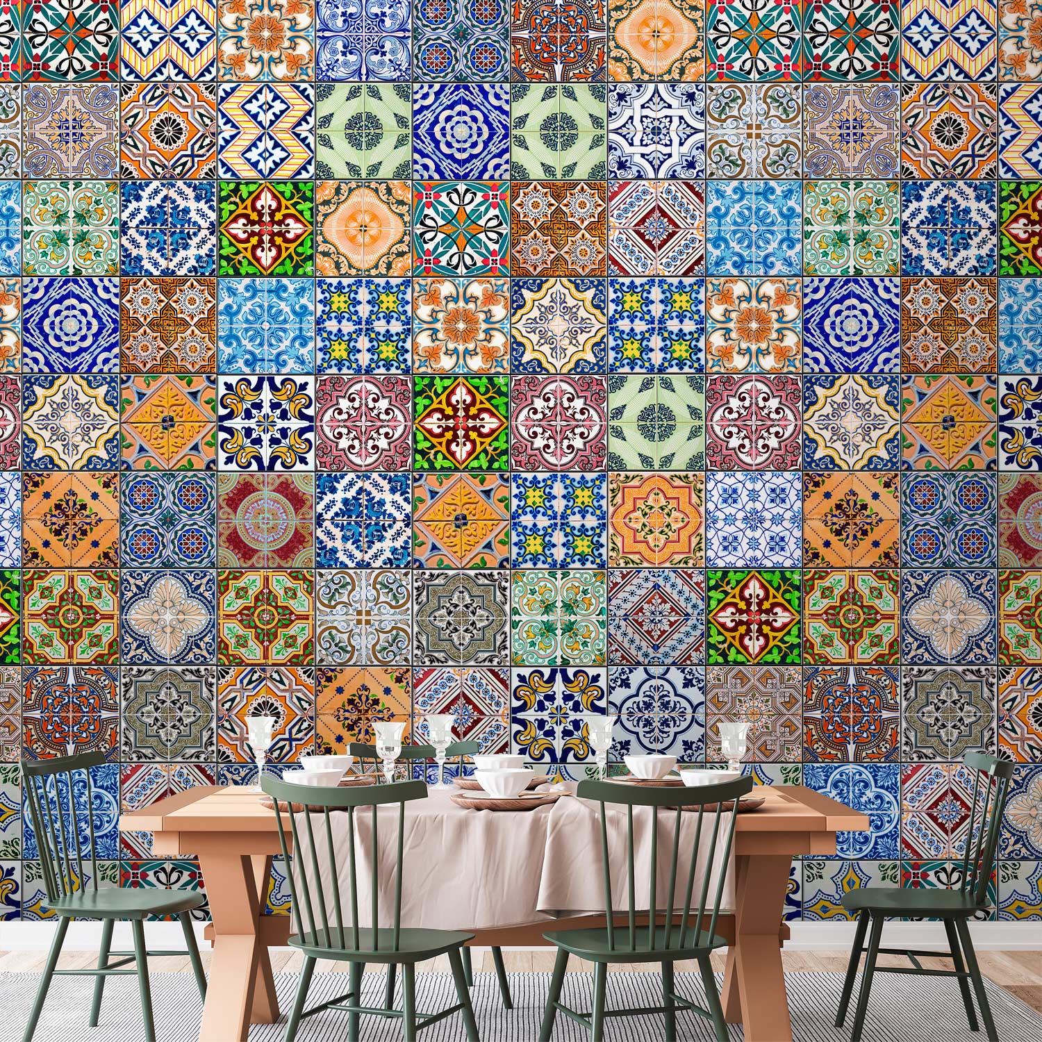 Colorful Geometric Mosaic Pattern Wallpaper