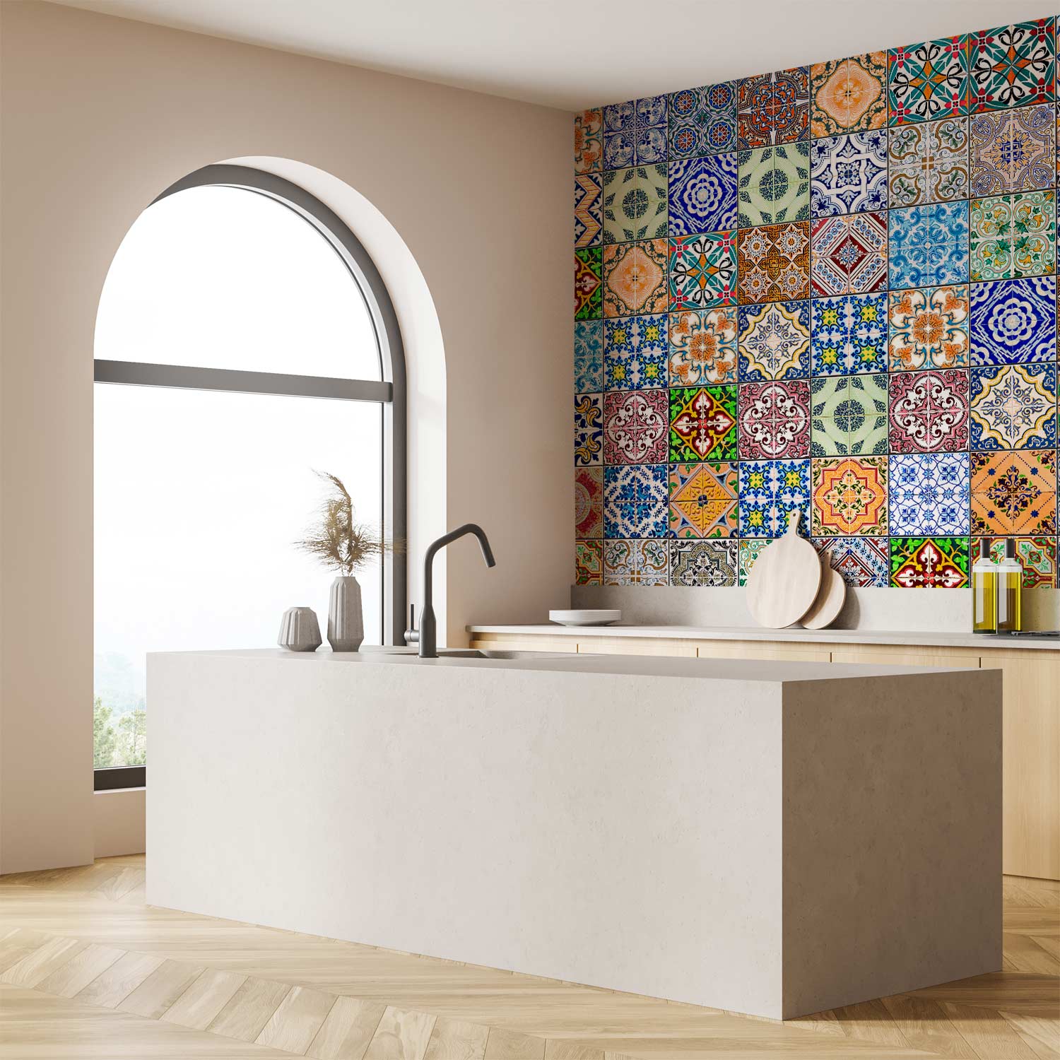 Colorful Geometric Mosaic Pattern Wallpaper