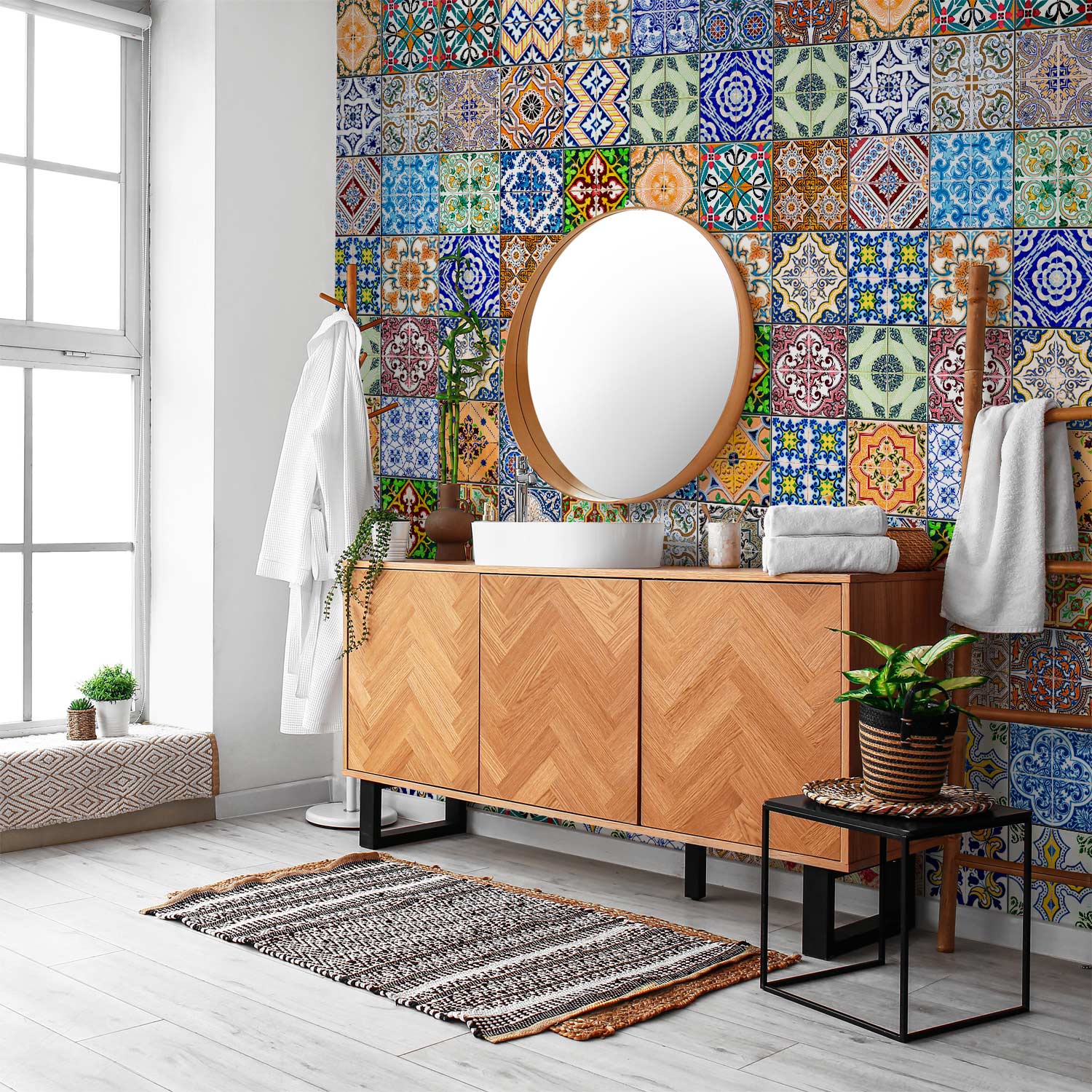 Colorful Geometric Mosaic Pattern Wallpaper