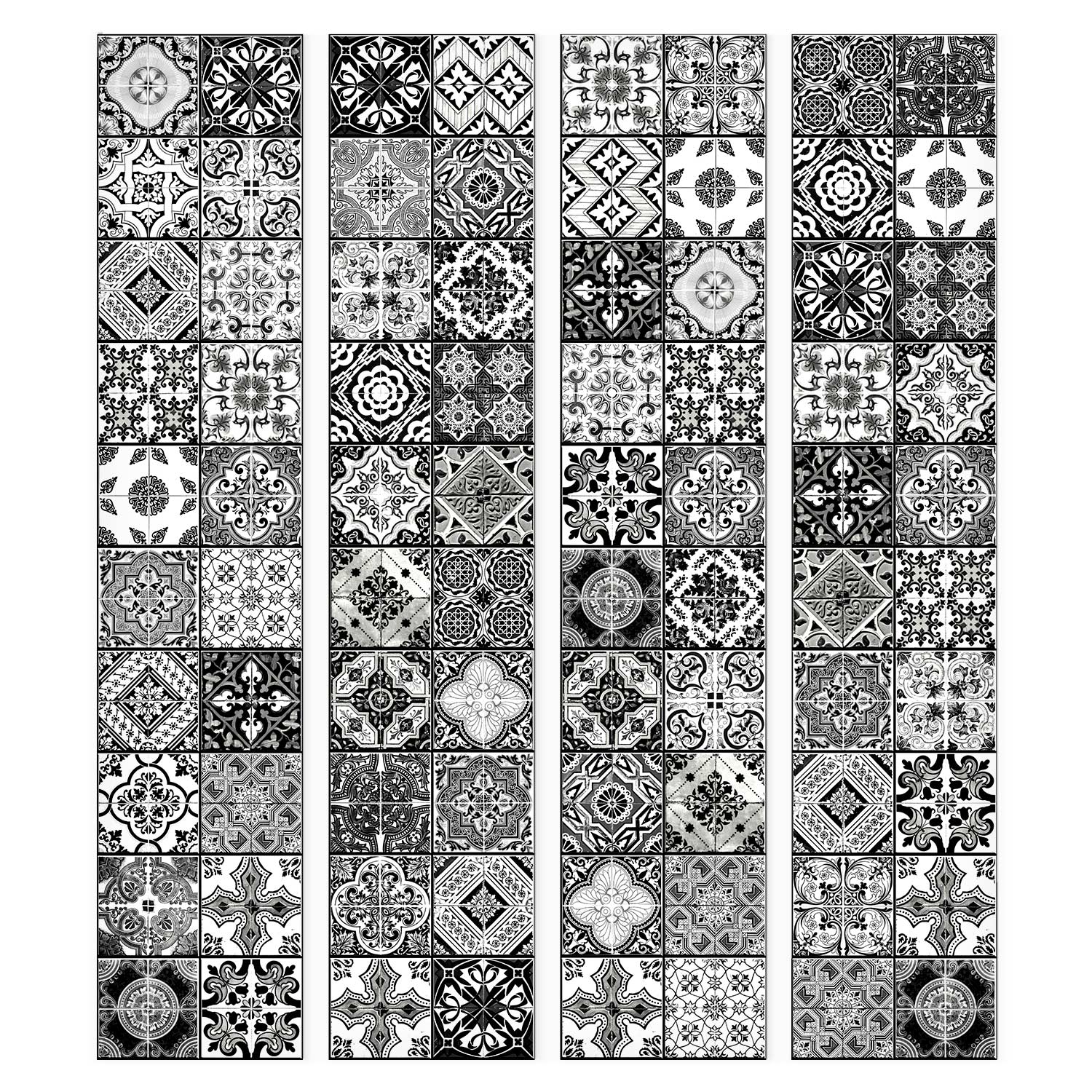 Black and White Arabesque Geometric Wallpaper
