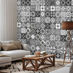 Black and White Arabesque Geometric Wallpaper