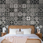 Black and White Arabesque Geometric Wallpaper