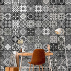 Black and White Arabesque Geometric Wallpaper