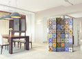Colorful Geometric Mosaic 3-Panel Room Divider