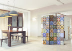 Colorful Geometric Mosaic 3-Panel Room Divider