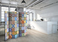 Colorful Geometric Mosaic 5-Panel Room Divider