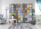Colorful Geometric Mosaic 5-Panel Room Divider