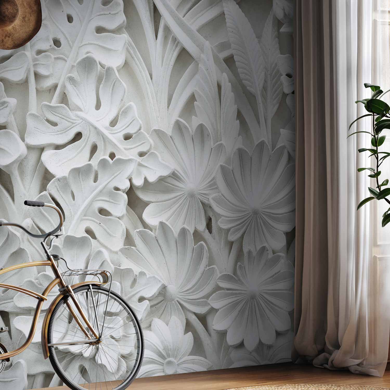 Alabaster Floral Stone Pattern Wall Mural