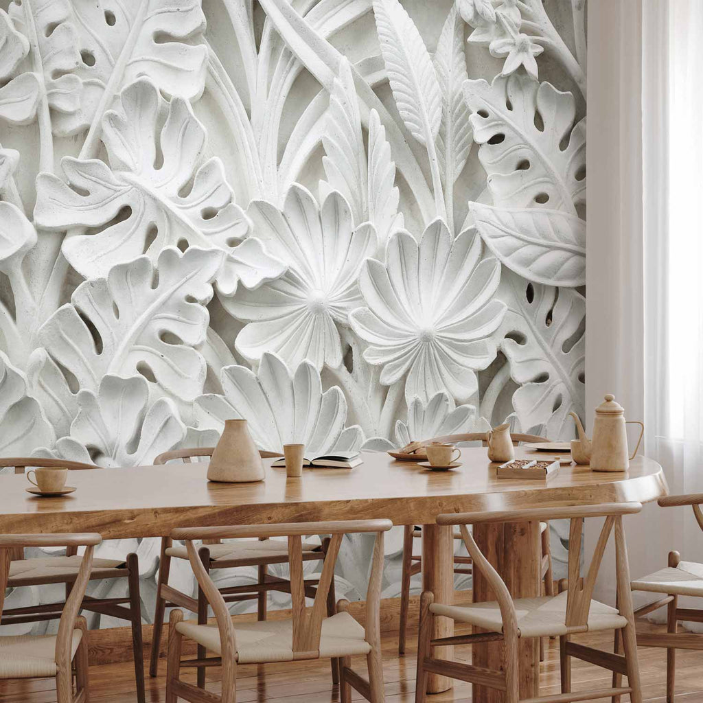Alabaster Floral Stone Pattern Wall Mural