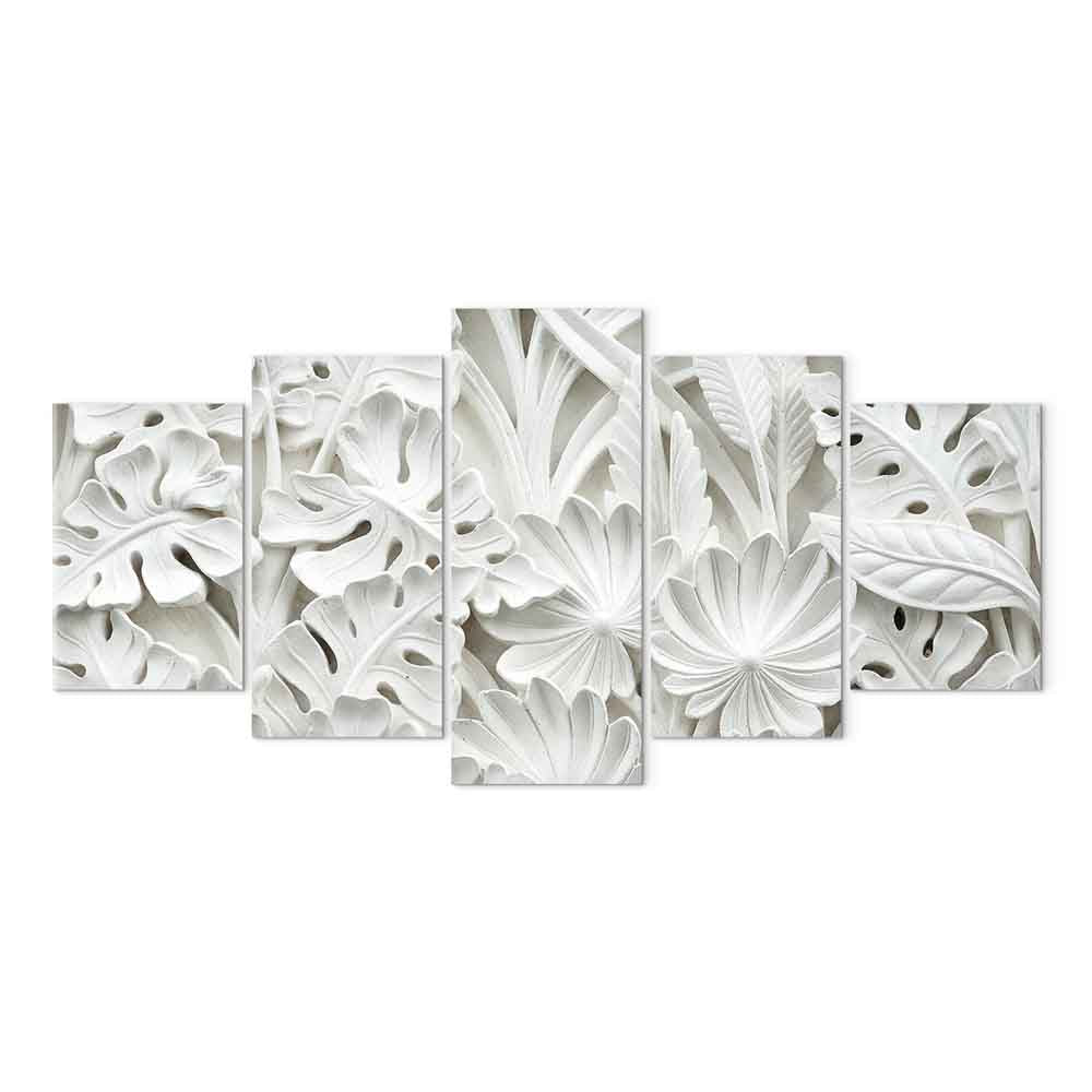 Alabaster Floral Texture Canvas Print (5 Parts) Wide