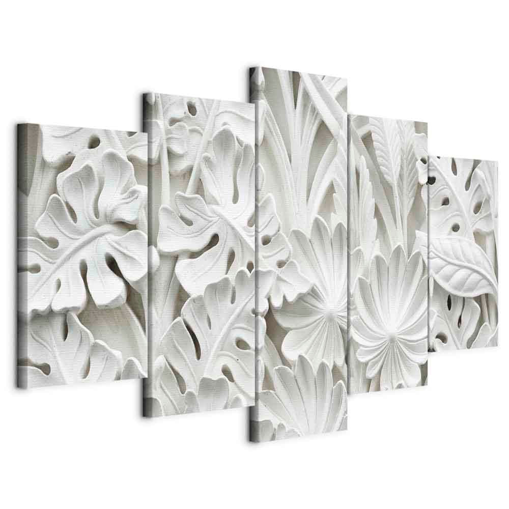 Alabaster Floral Texture Canvas Print (5 Parts) Wide