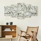 Alabaster Floral Texture Canvas Print (5 Parts) Wide