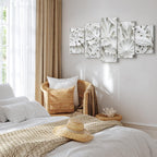 Alabaster Floral Texture Canvas Print (5 Parts) Wide