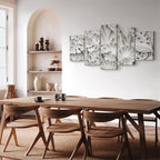 Alabaster Floral Texture Canvas Print (5 Parts) Wide