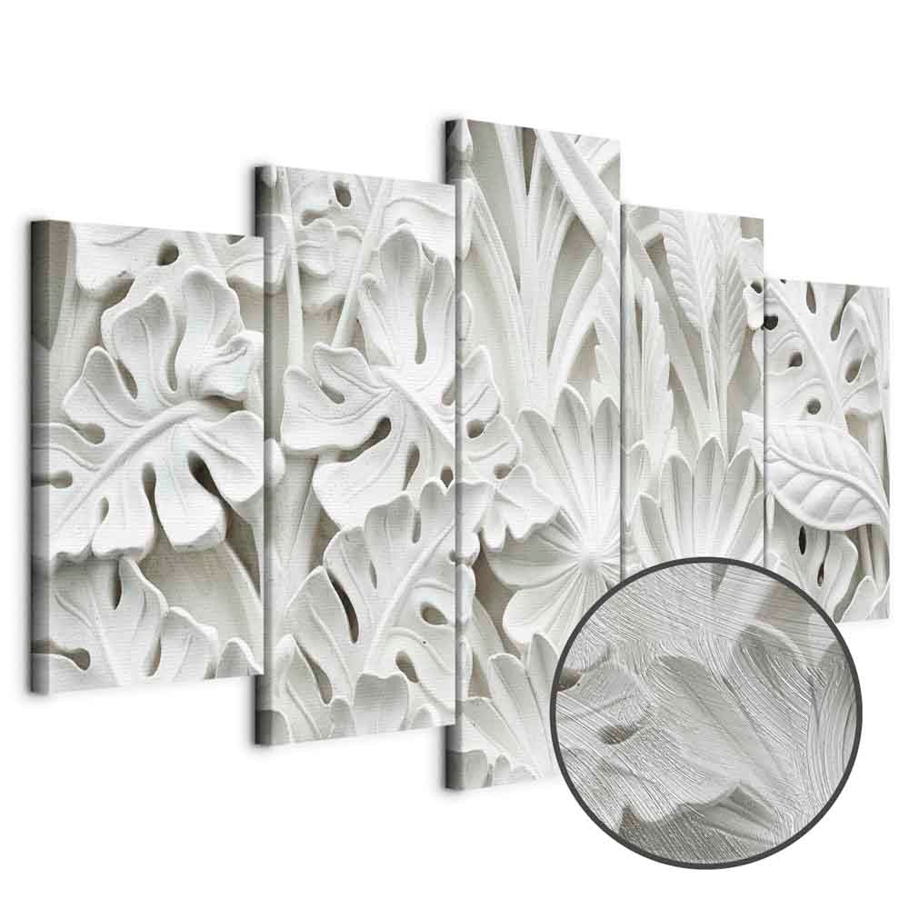 Alabaster Floral Texture Canvas Print (5 Parts) Wide