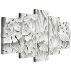 Alabaster Floral Texture Canvas Print (5 Parts) Wide