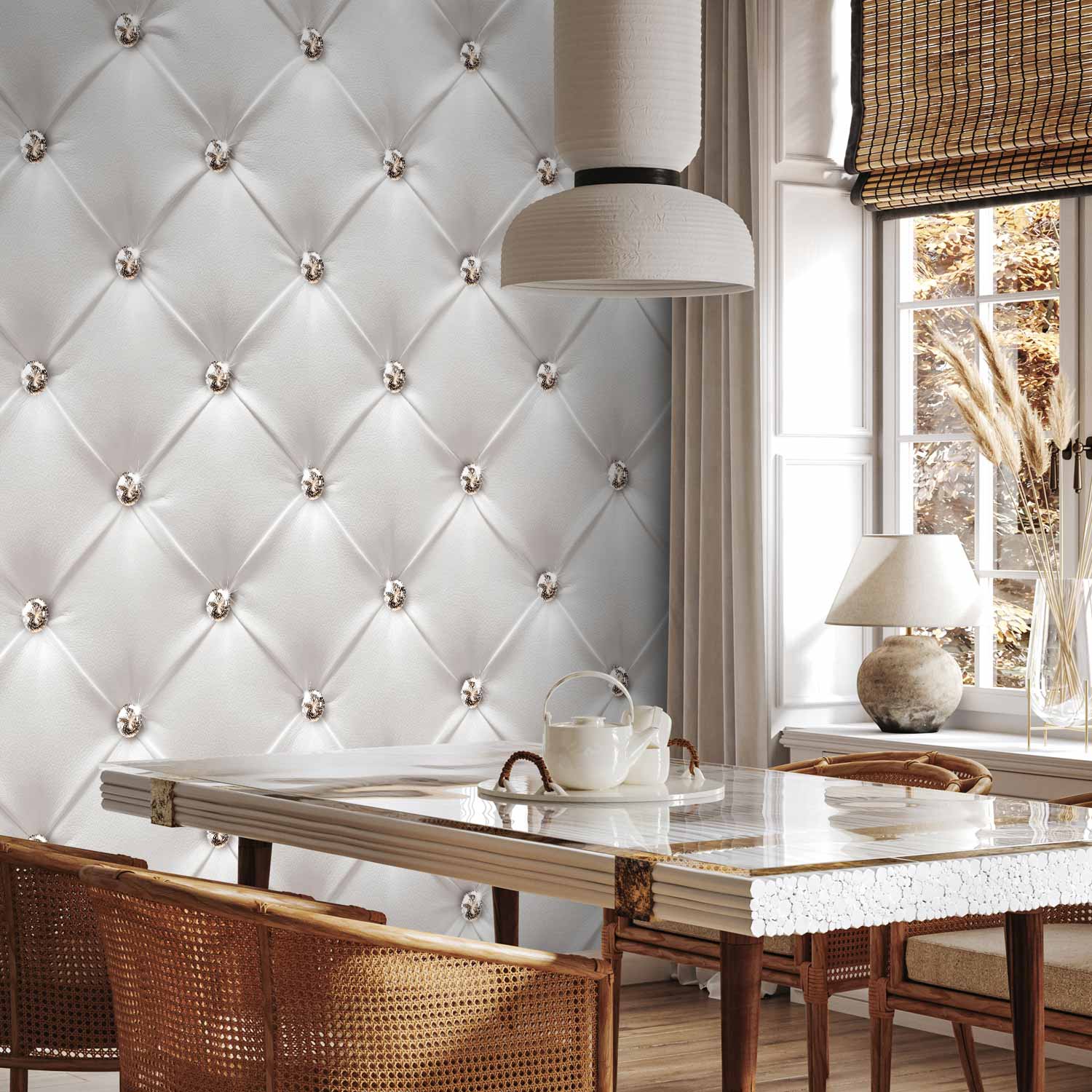 White Diamond Texture Wall Mural