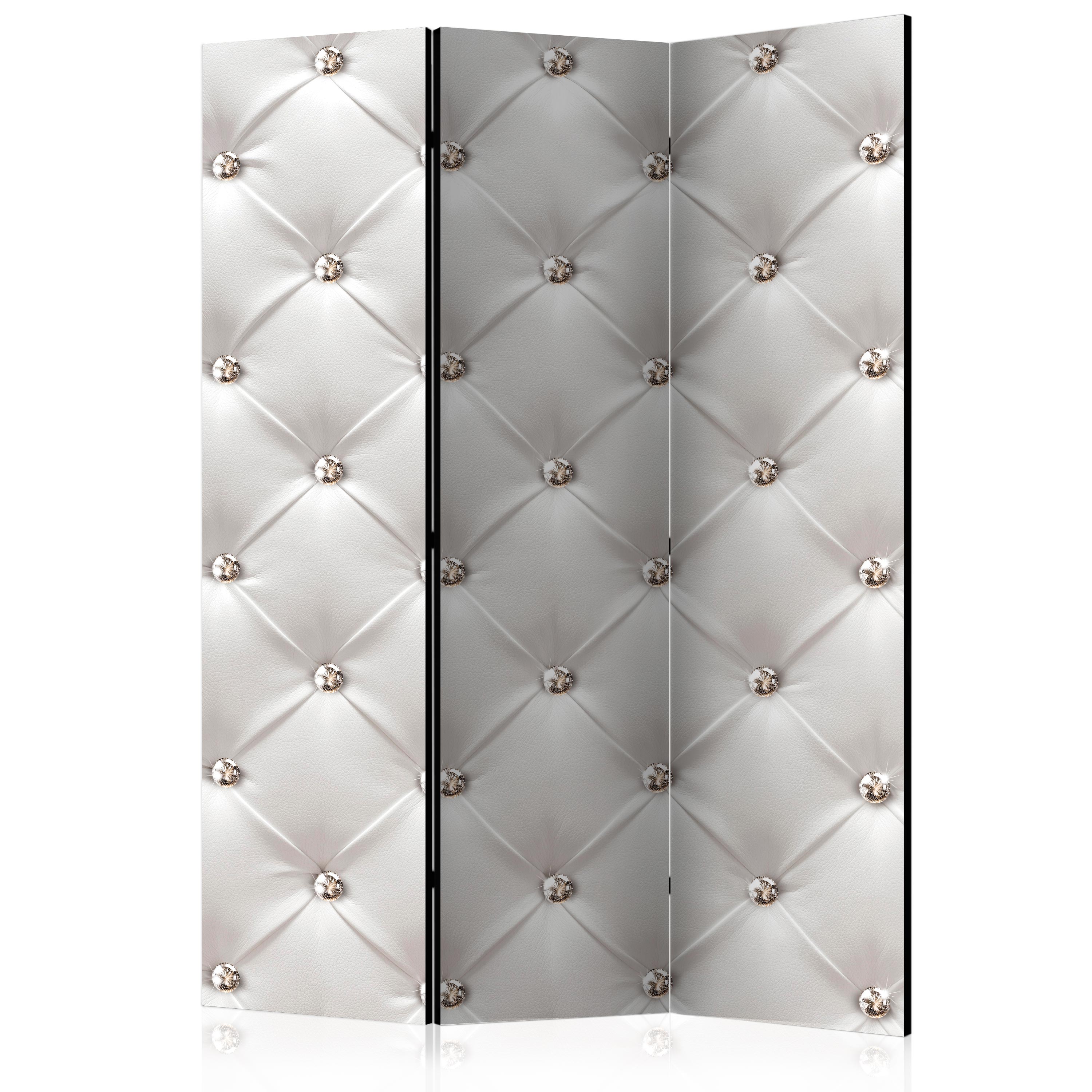White Diamond Pattern 3-Panel Room Divider
