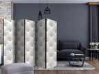 White Diamond Pattern 5-Panel Room Divider