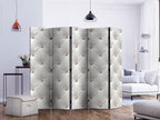 White Diamond Pattern 5-Panel Room Divider