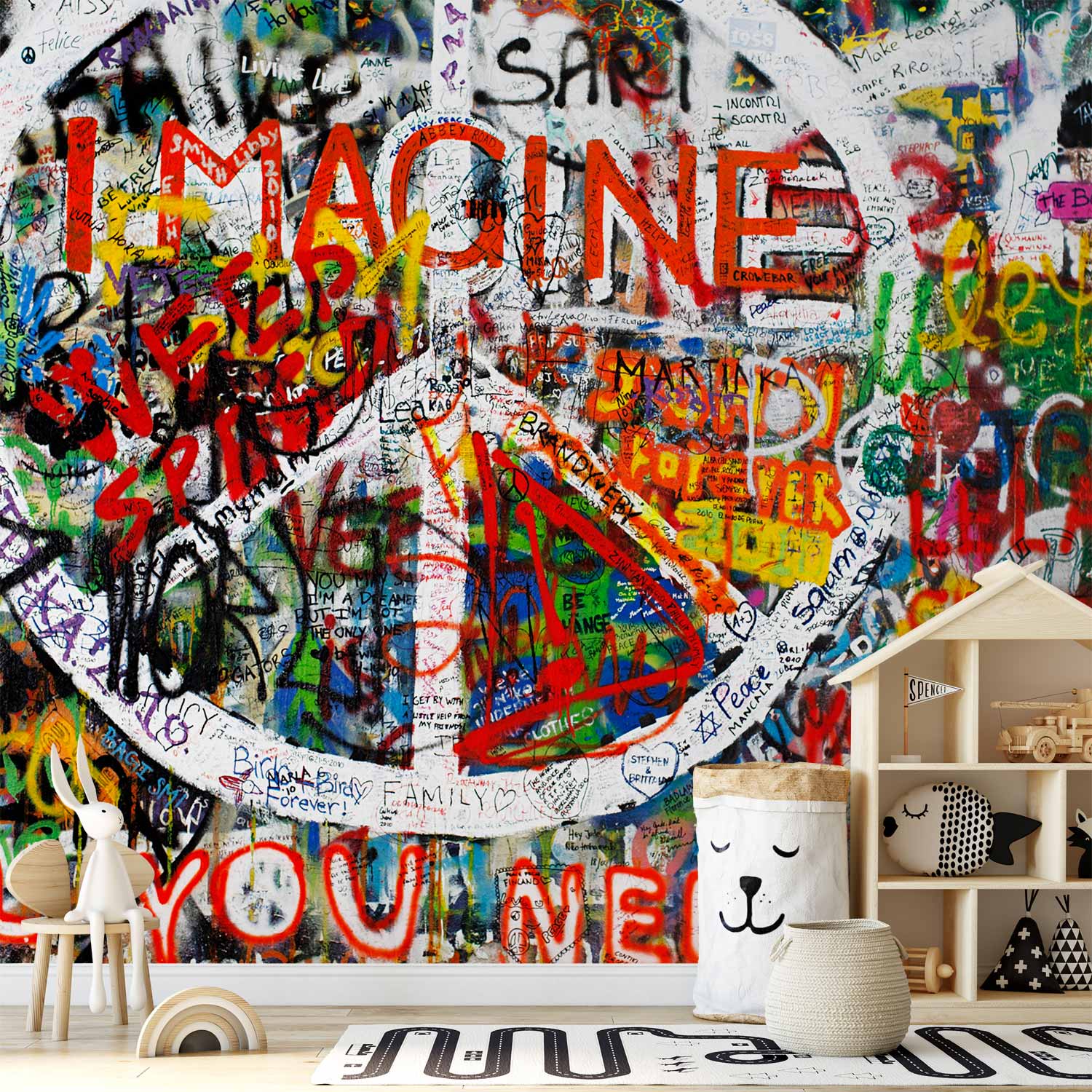 Hippie Graffiti Urban Wall Mural