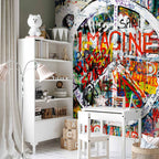 Hippie Graffiti Urban Wall Mural