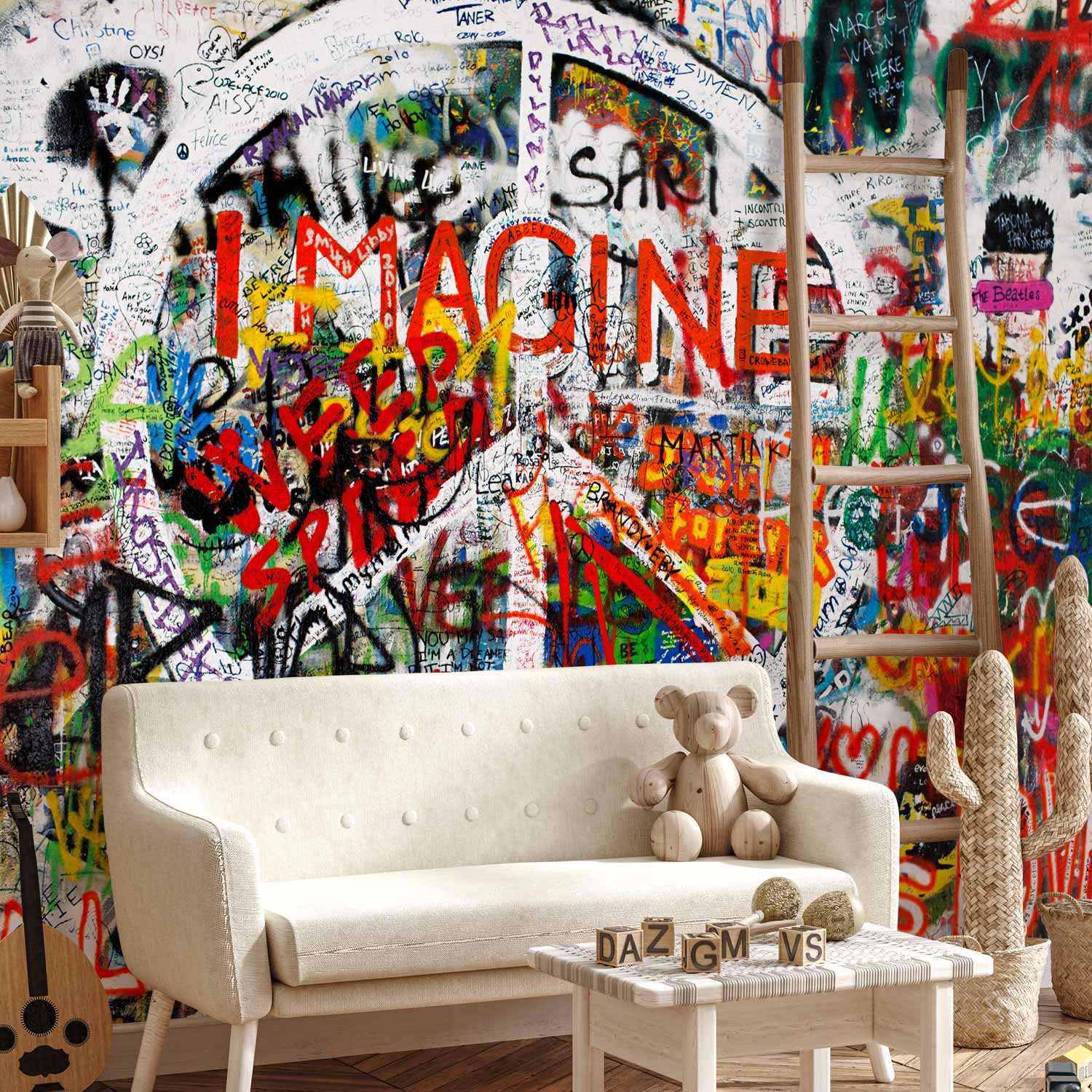 Hippie Graffiti Urban Wall Mural