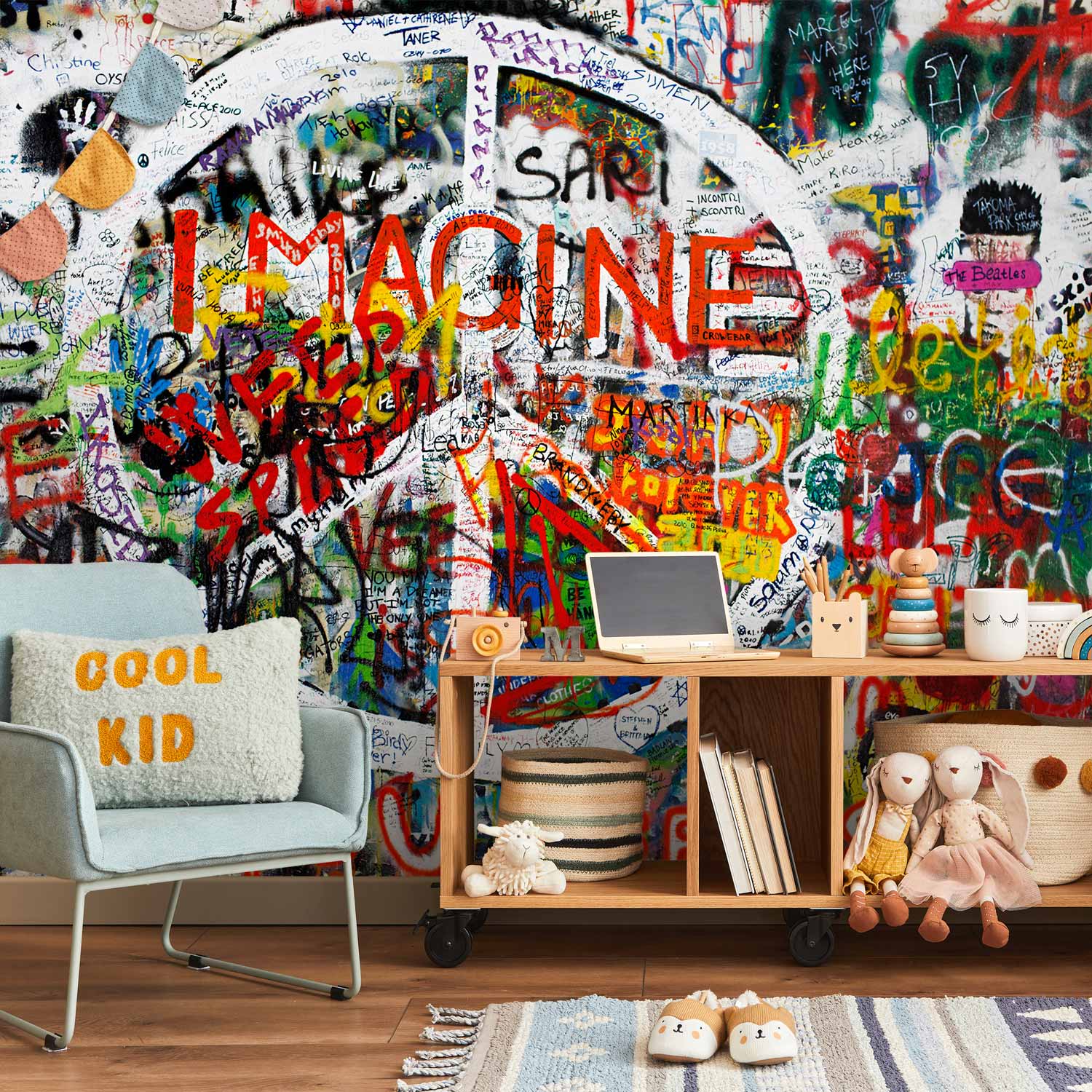 Hippie Graffiti Urban Wall Mural